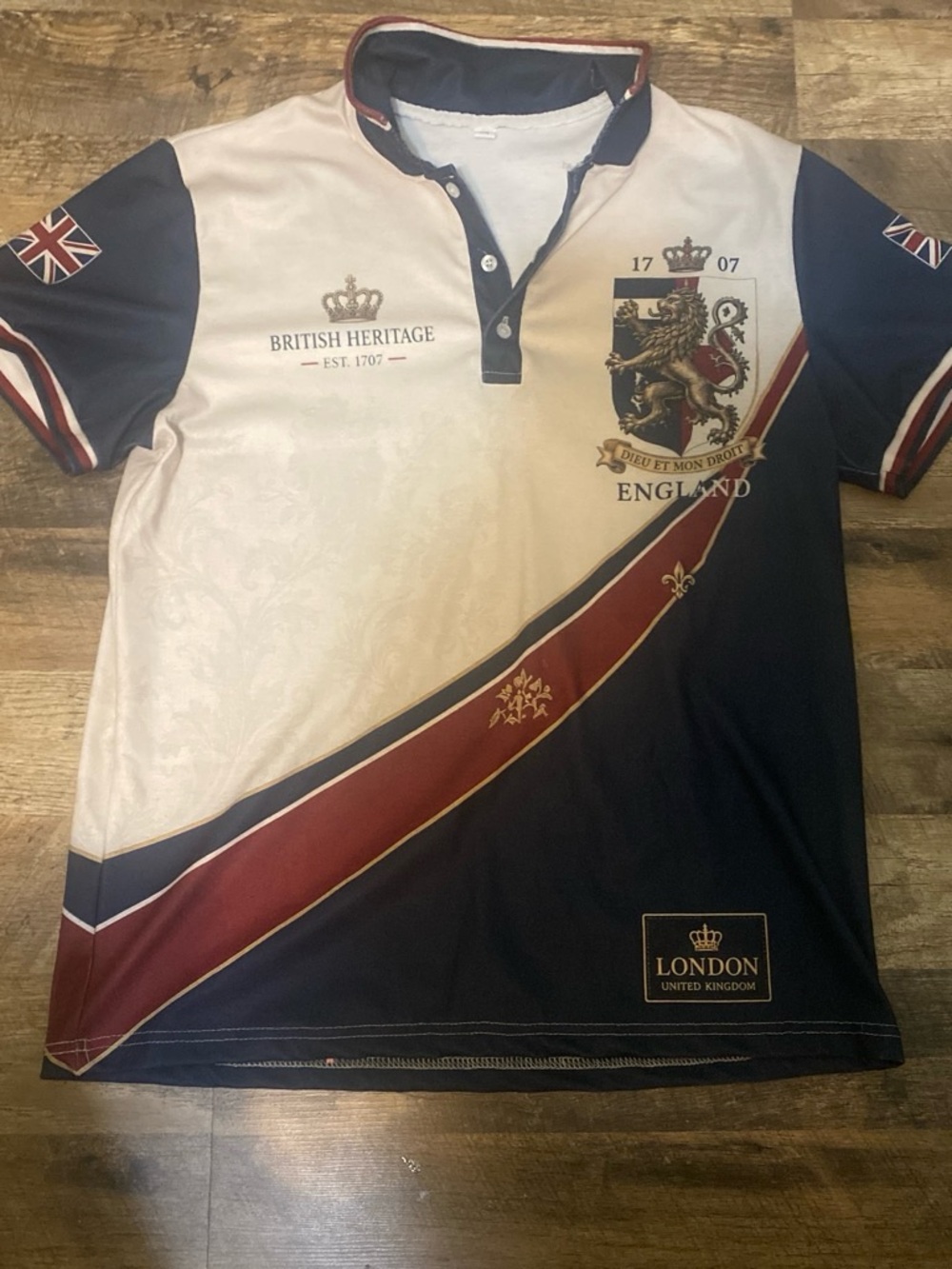 England Colorblock Polo Shirt in White, Navy & Burgundy